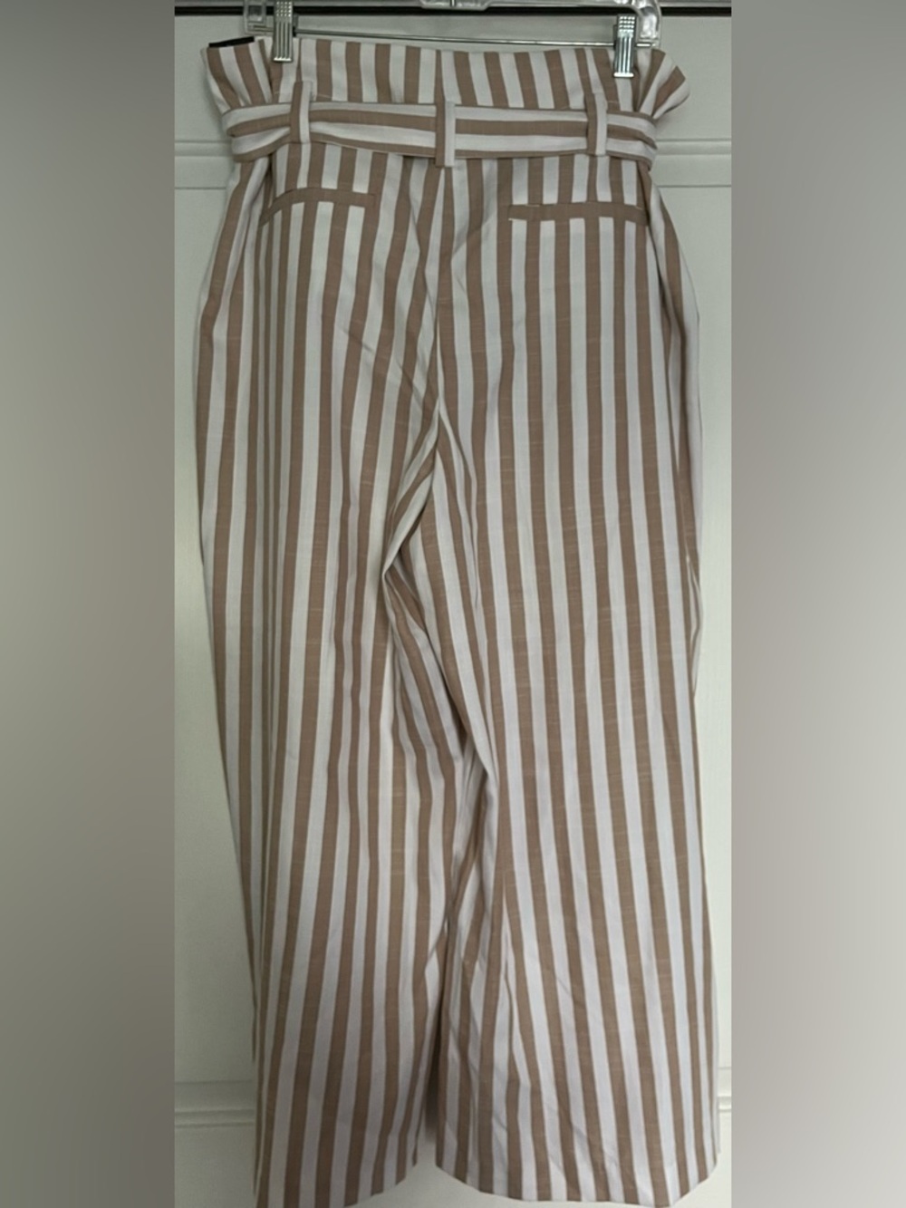 NY & Co tan and white stripped summer cropped pants. XL NWT - Picture 3 of 8